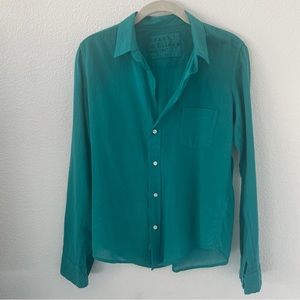 FRANK & EILEEN TEAL RELAXED COTTON BUTTONDOWN SHIRT SIZE XS SOLD OUT! EUC